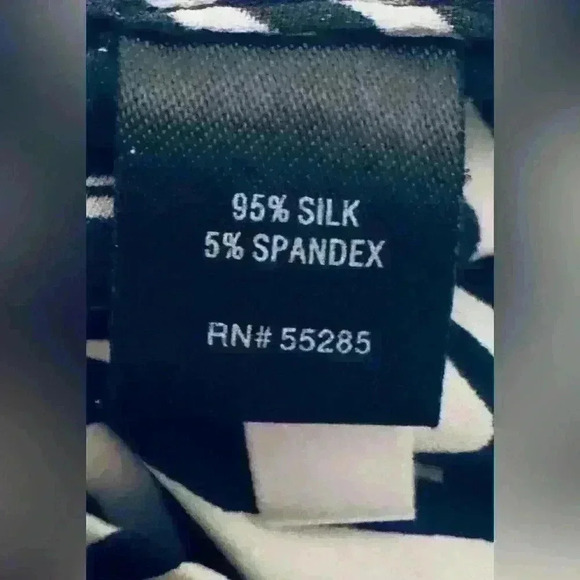 Express Silk Blouson Dress, Women’s Size Small, Geometric Black & Cream, Y2K - Picture 13 of 16